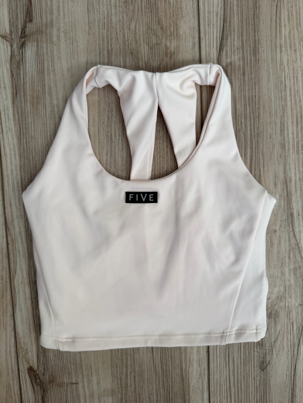 FIVE Soft beige Racerback Tank Crop